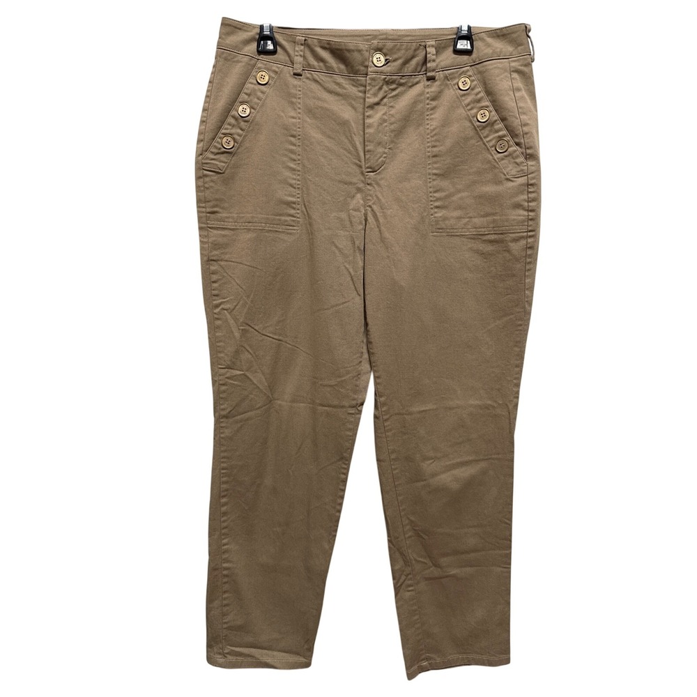 Saint + Sofia (Tan) Chelsea Button Detail Trousers Womens Size 12